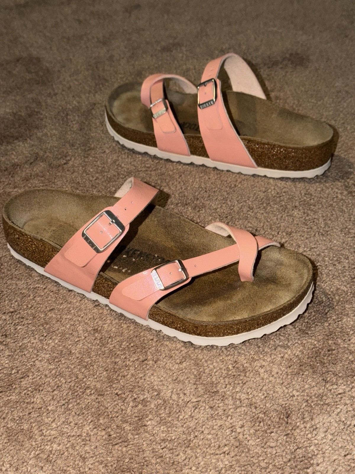 Birkenstock Women’s Mayari Microfiber Birko-Flor Sandals Soft Pink Size 38