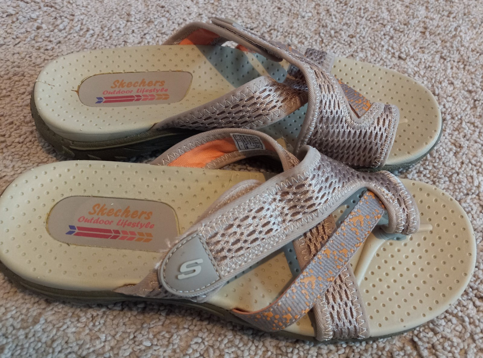 Skechers Outdoor Lifestyle Womens Bronze Flip Flop Sandals-Multi Color-Sz 8 EUC