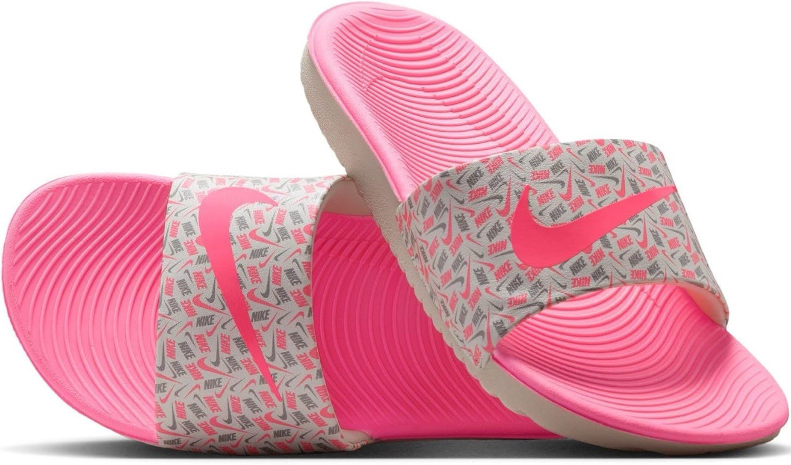 Nike Pink/Gray Logo Slide Sandals Slip On Rubber Size 7 New w/ Box