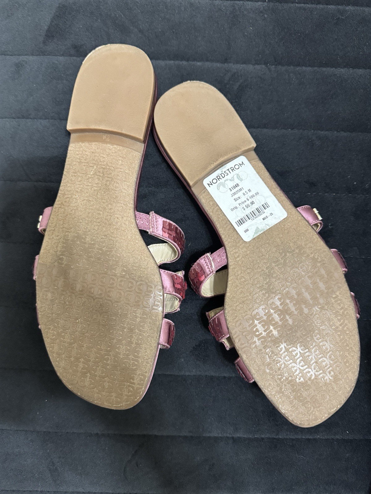 Sam Edelman Bay Glamour Flat Sandals Women’s Elderberry Fabric Size US 8.5