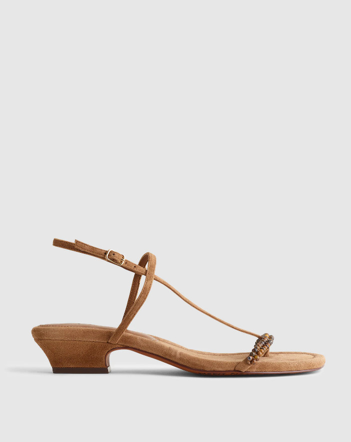 MADEWELL The Maycie Asymmetric T-Strap Sandal – Aged Cognac, Medium