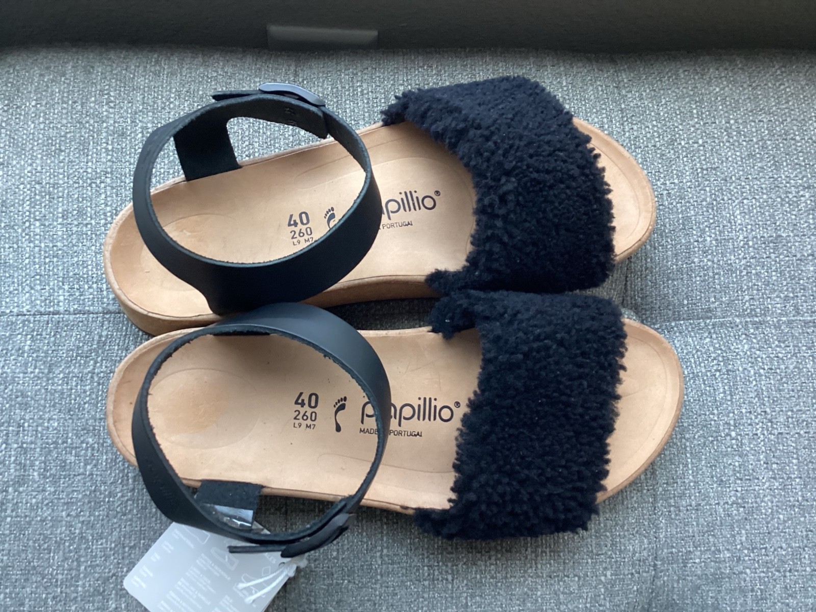 Birkenstock Women’s Papillio Glenda Natural Leather / Shearling Sandal, size 9