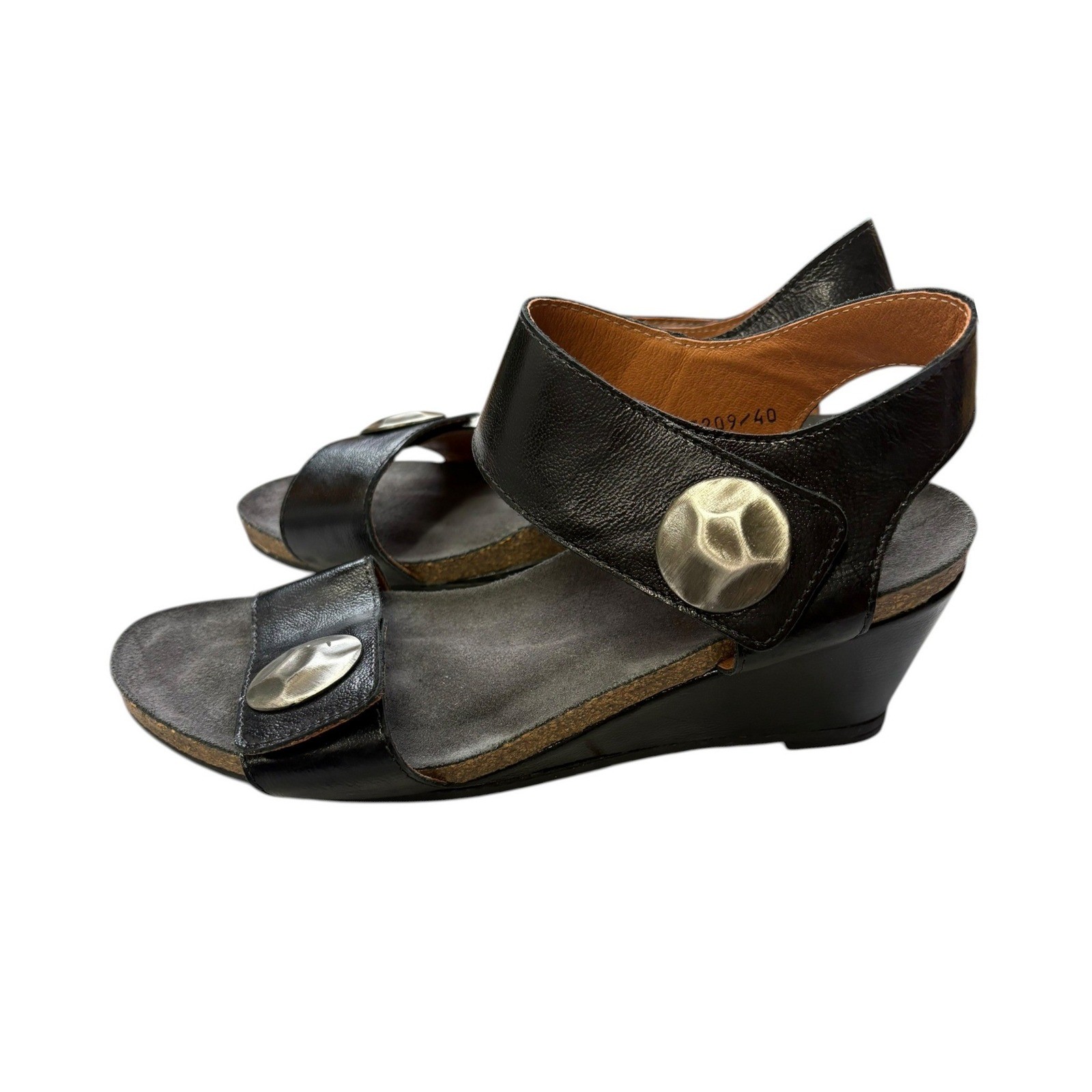 Taos Carousel Leather Wedge Sandals Black Comfort Slingback Casual Travel 40