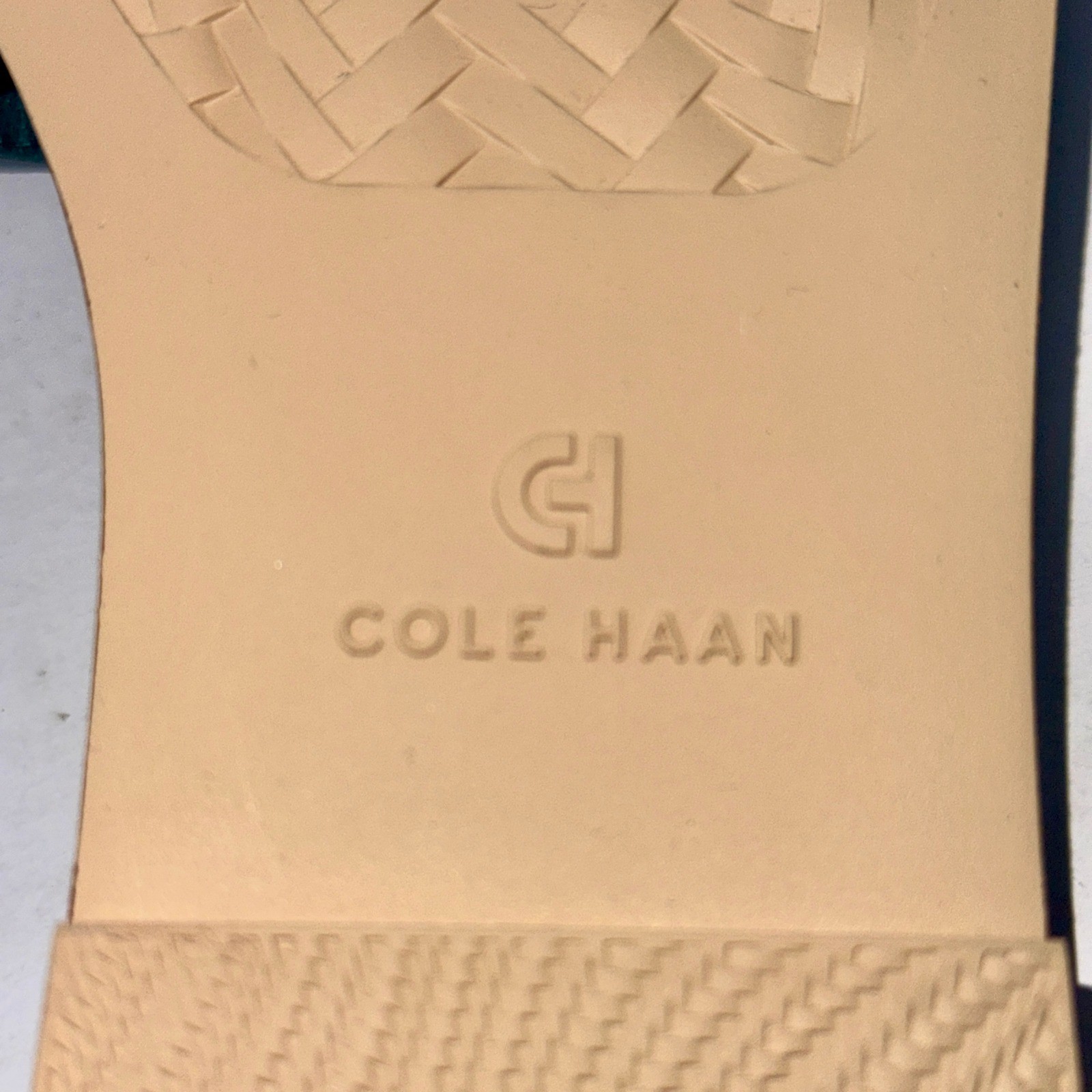 Cole Haan Chrisee Teal Green Lizard Print Leather Slide Sandals W30796 8.5B