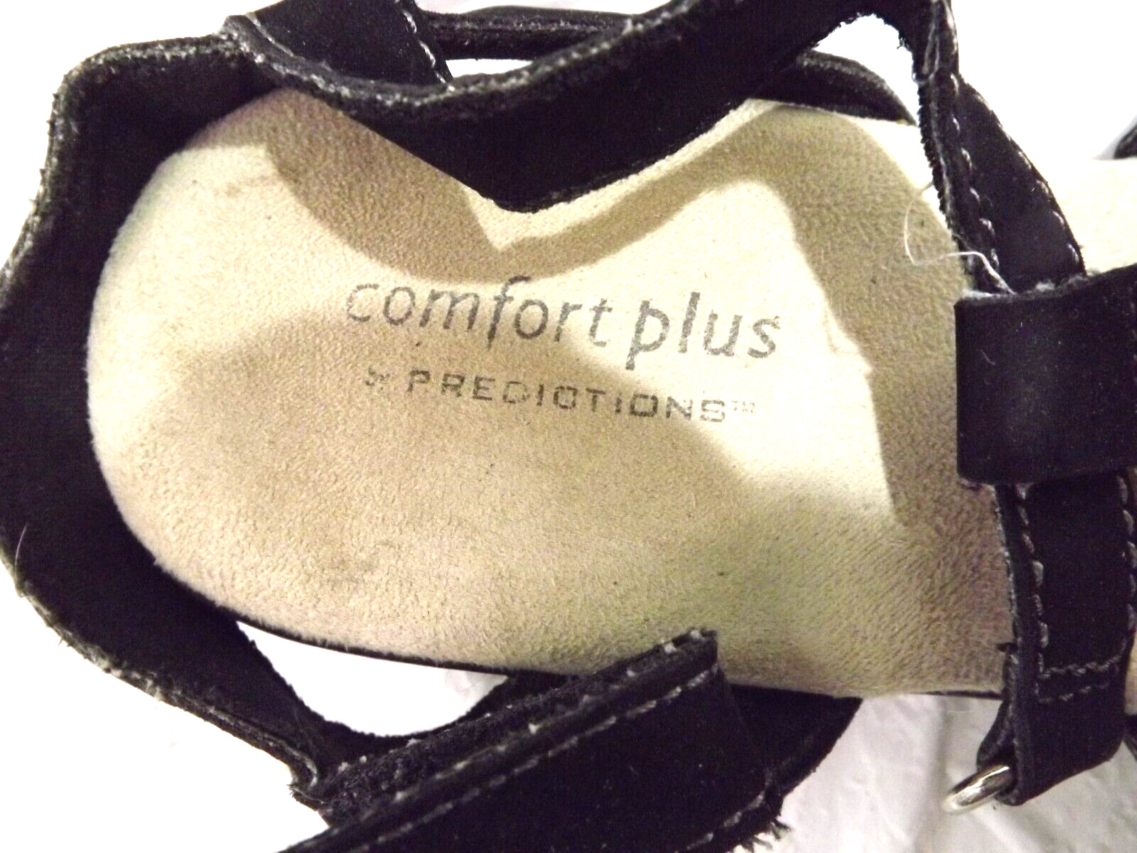 Comfort Plus by Predictions Casual Hook & Loop Sandal Black Faux Suede Sz 8W US