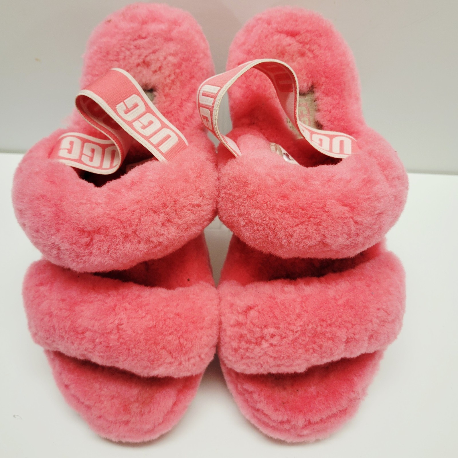 UGG Oh Yeah Slide Sandals Womens Pink Shearling Fuzzy Slingback 1107953 Size 7