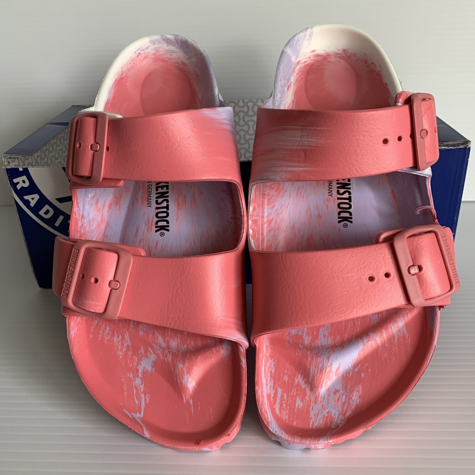New Birkenstock Arizona EVA Watermelon Purple Fog Ladies Sz 8; 39 Slides Sandals