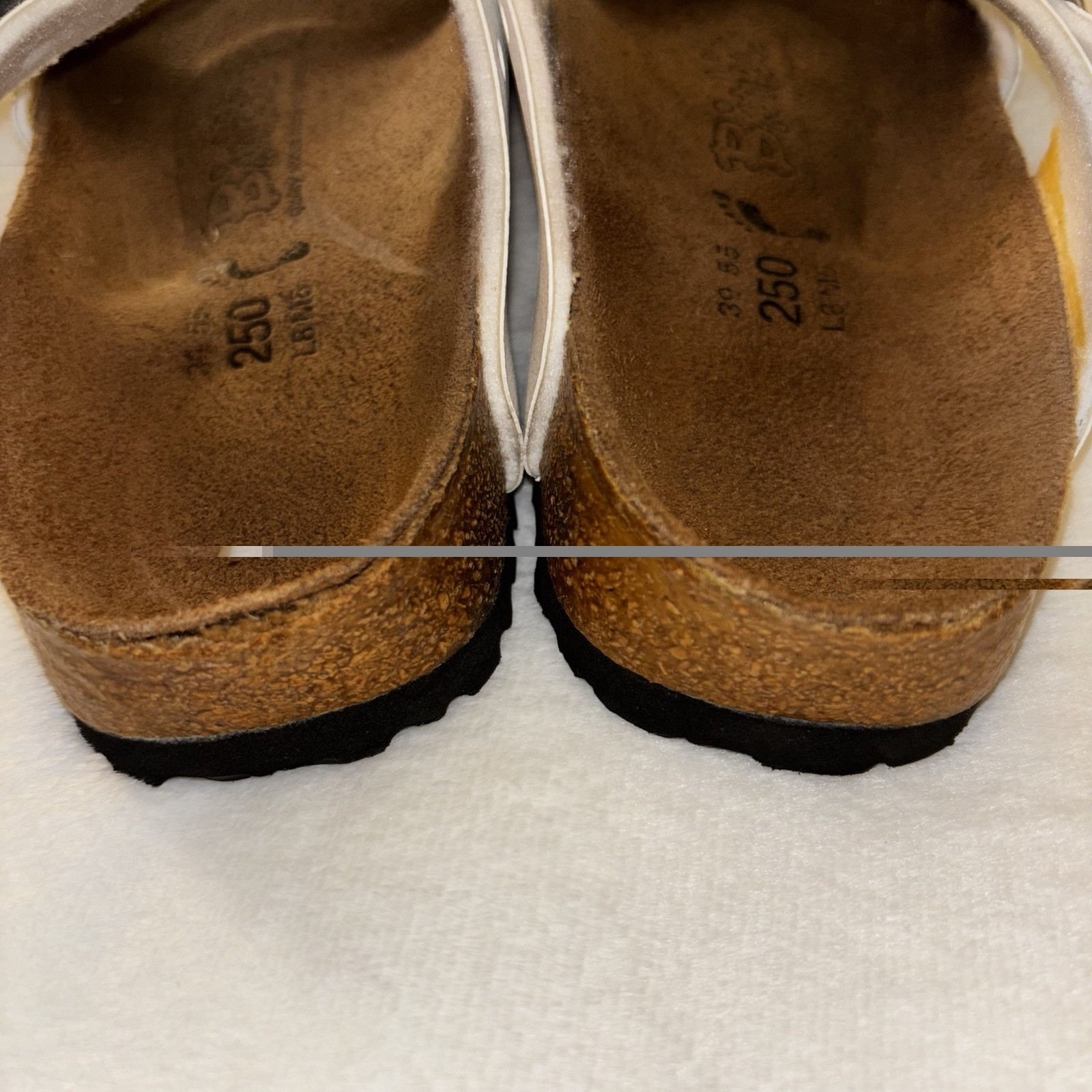 Birkenstock Birki’s Freeport White Perforated 2 Strap Sandals L8M6 Cork Sole