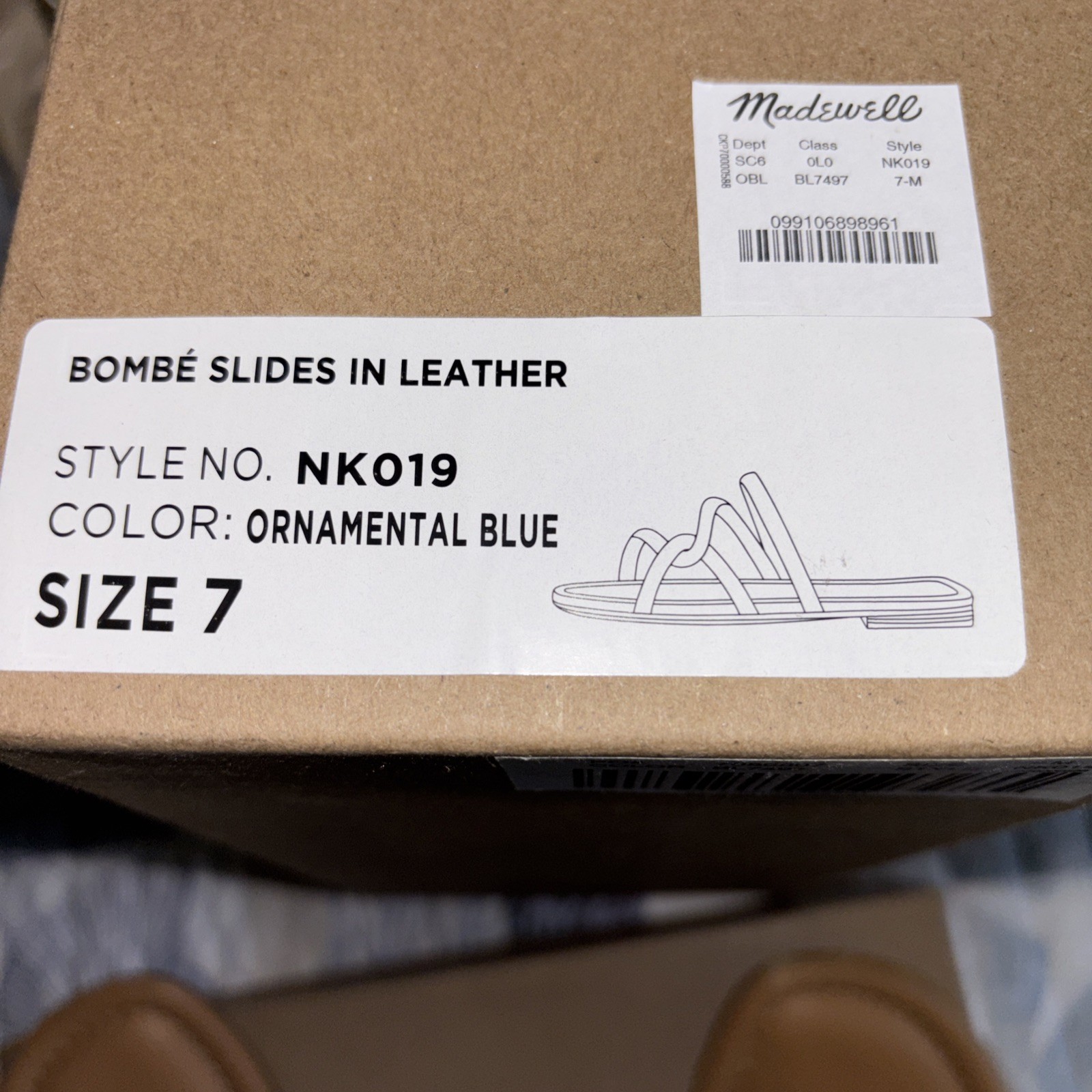 Madewell Bombe Slides NK019 Ornamental Blue Frosting 7 box