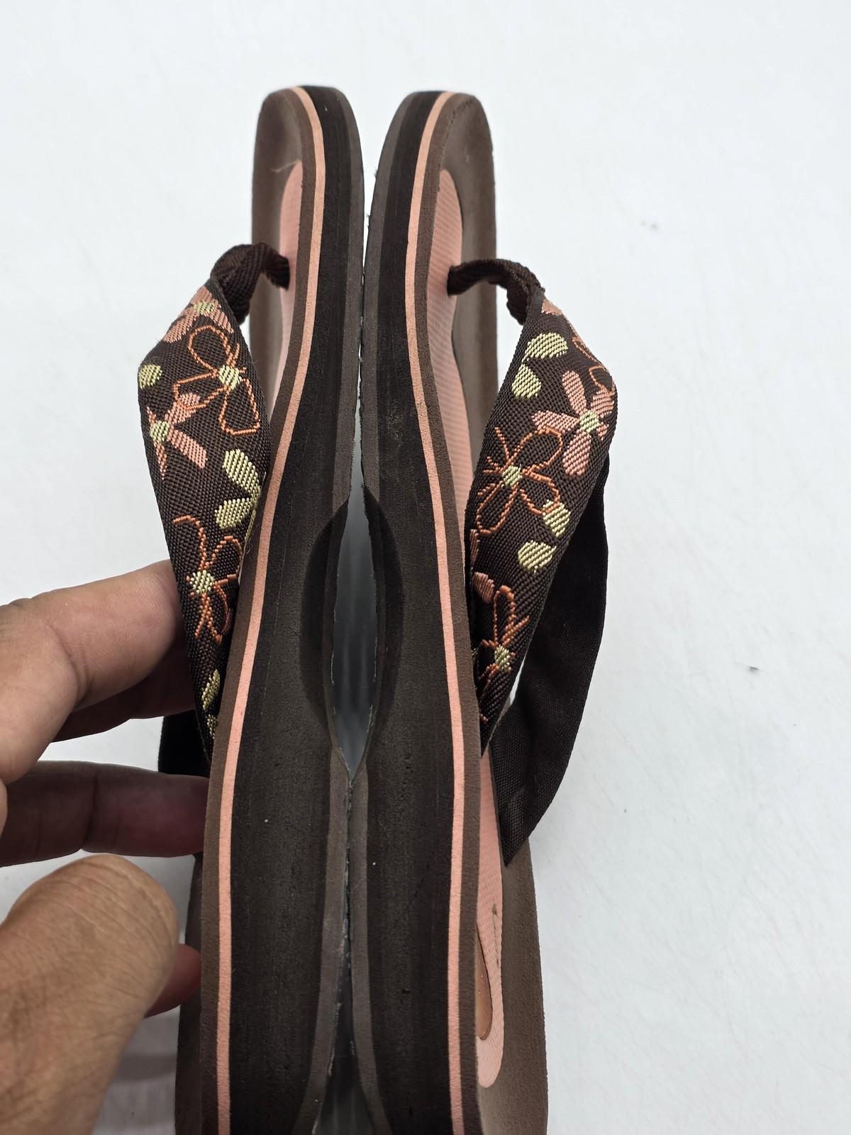 Rafters Sandals Womens Size 6 37 Brown Floral Thong Flip Flop Stains Shoes
