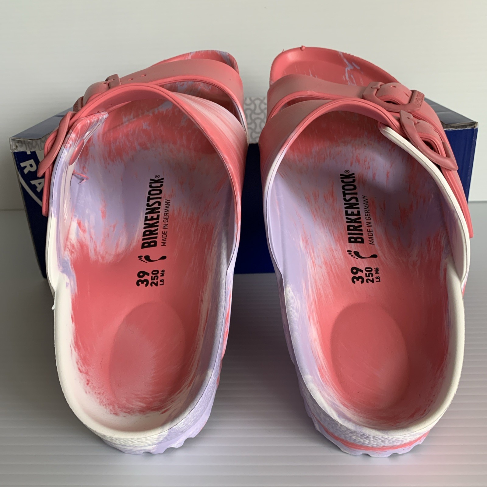 New Birkenstock Arizona EVA Watermelon Purple Fog Ladies Sz 8; 39 Slides Sandals