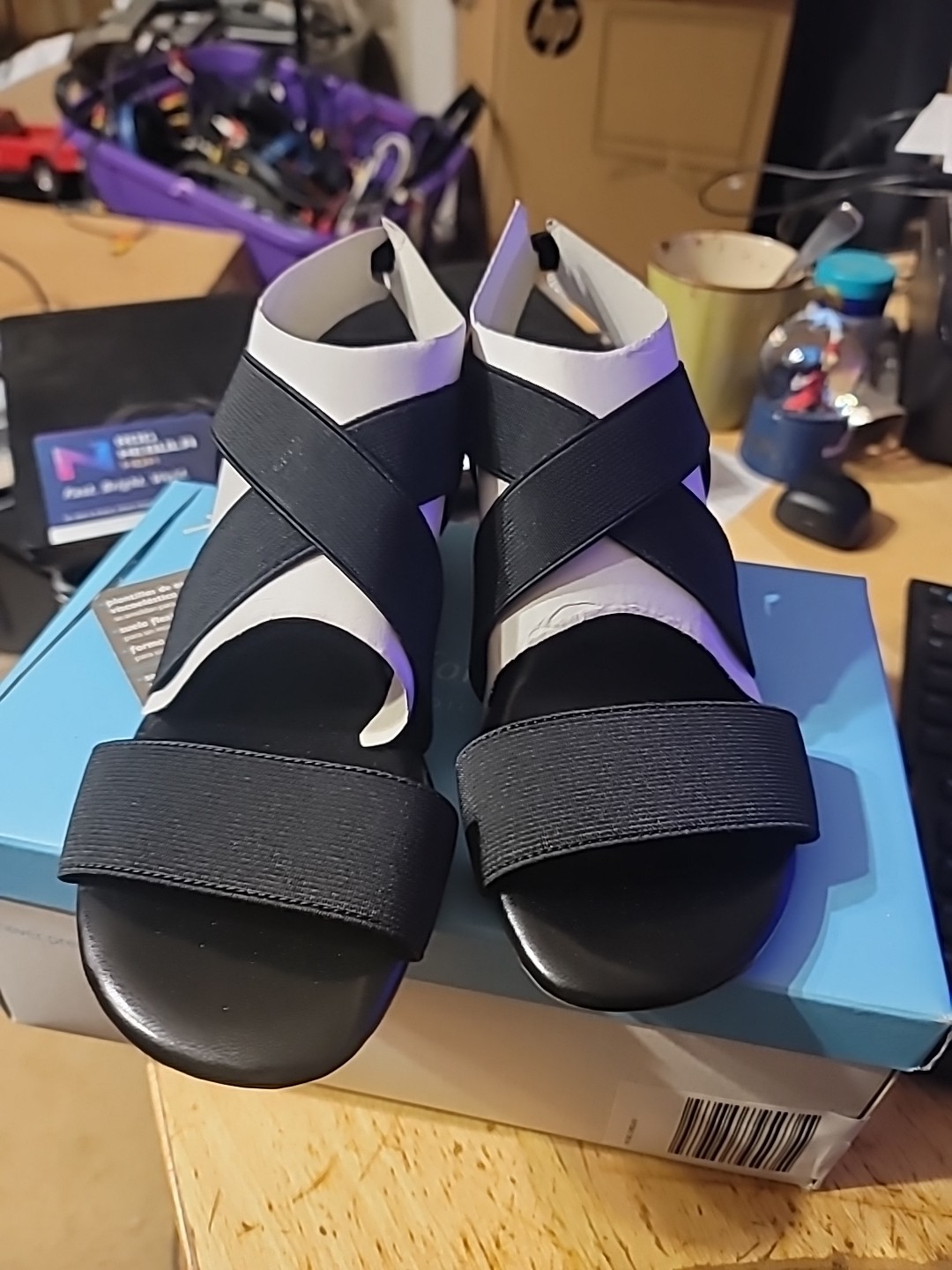 Comfort Plus by Predictions Margo Black Elastic Strap Sandals Women’s Size 6.5