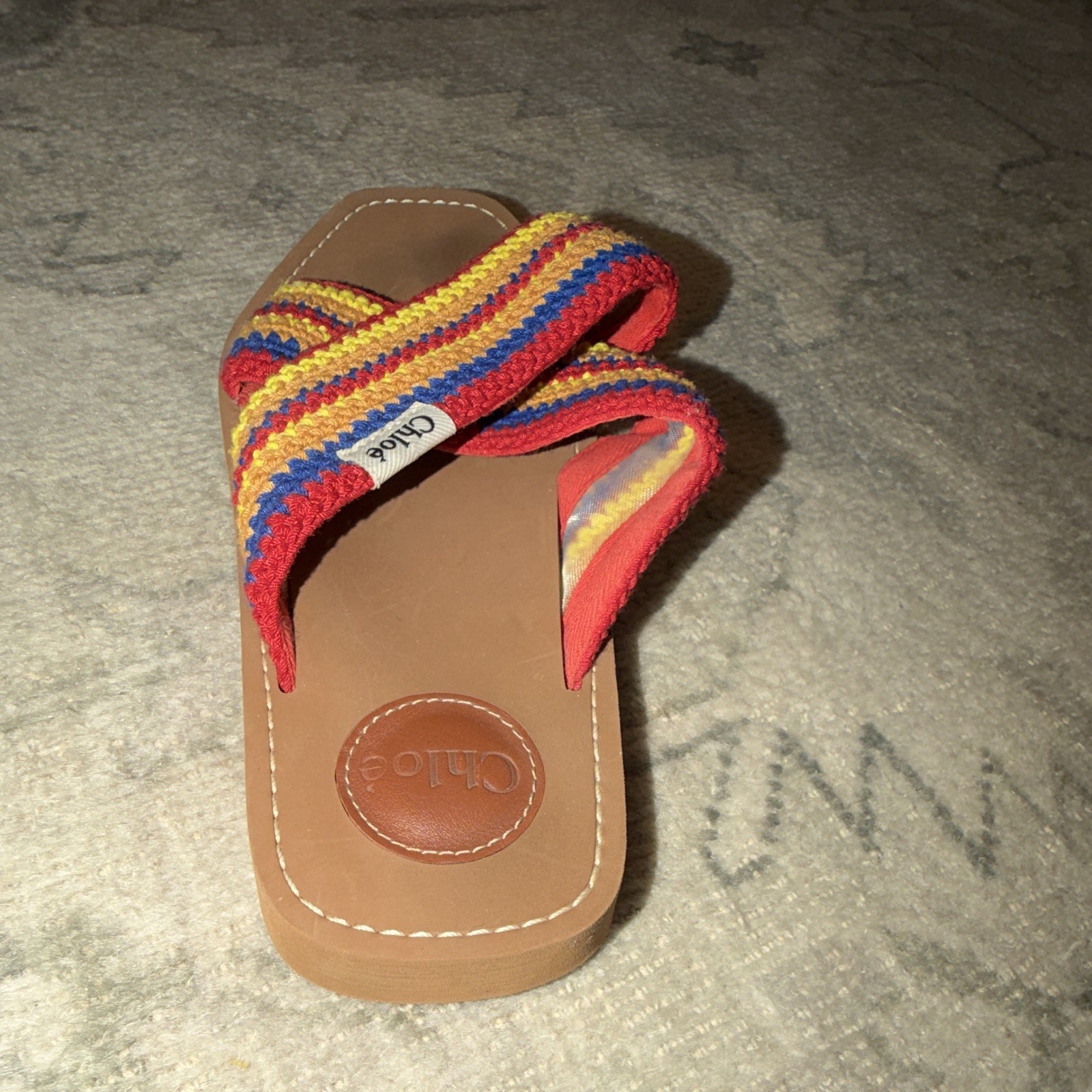 Chloé Multicolor Striped Slip-On Slide Sandals Cotton Logo EU 39 US 8.5