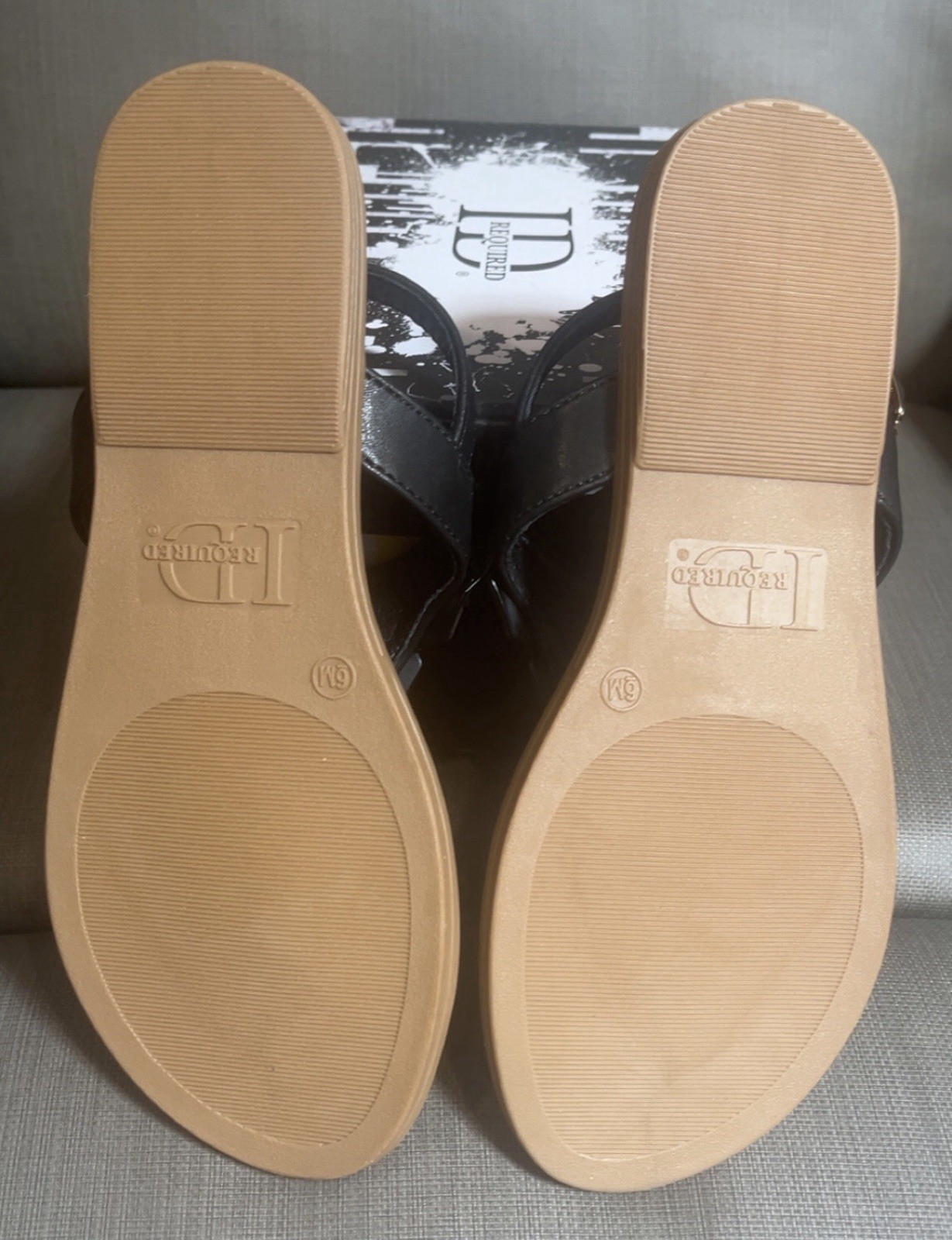 Women’s Black Sandals Size 6 Flat Casual Dress Thong – Jenelle – By ID Required