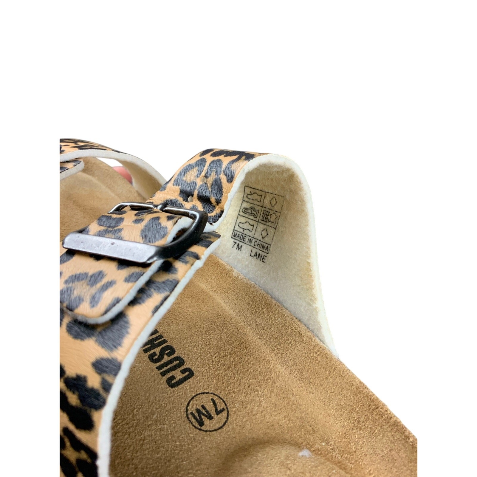 Cushionaire Lane Leopard Print Double Buckle Sandals Women’s US7 Genuine Leather
