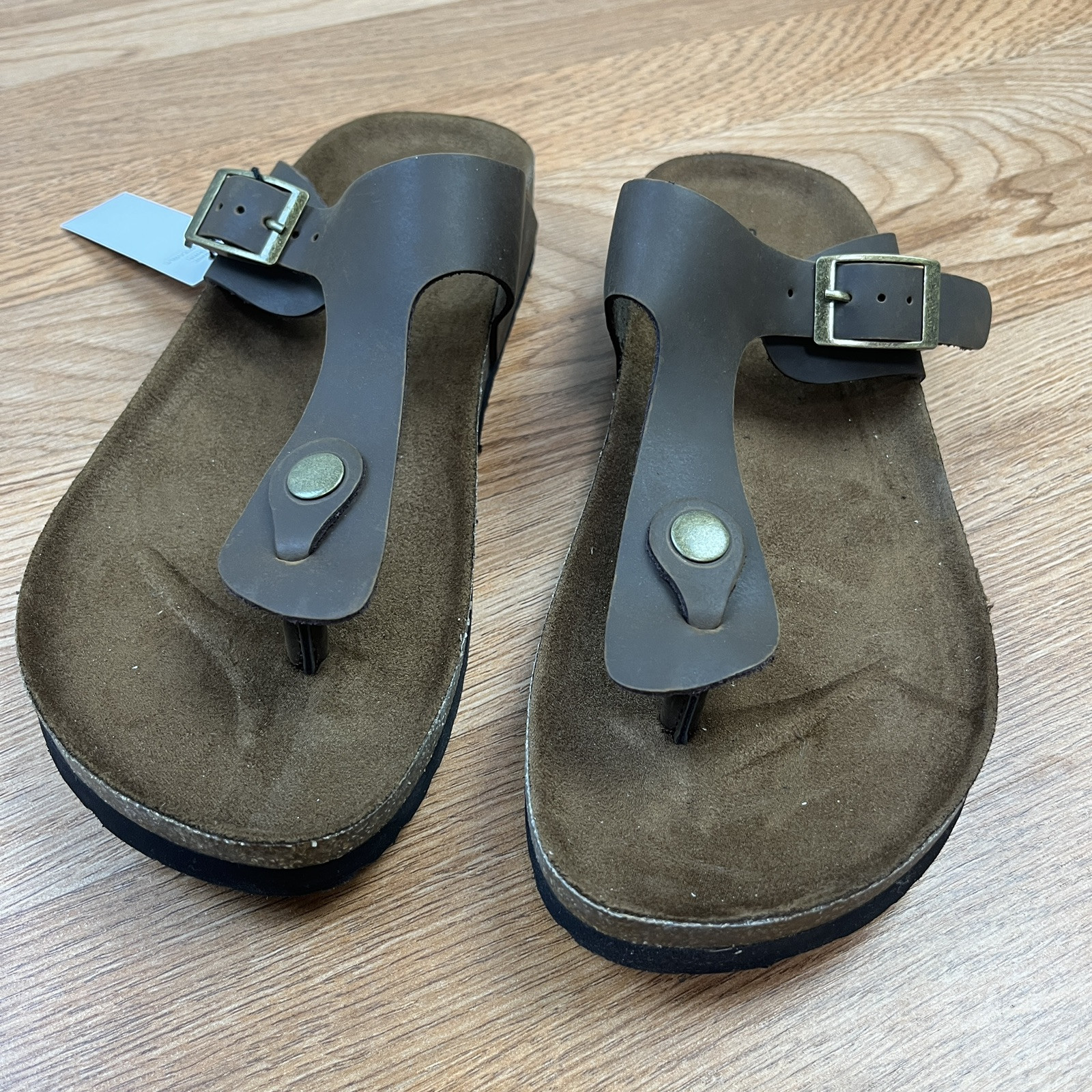 Sonoma Porcelain Leather Slides Sandals Brown Cork Women’s Size 8.5 NEW