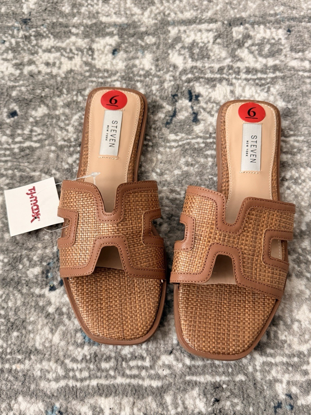 Steven New York Woven Slide Sandals Slip-On Straps Brown Women’s US 6