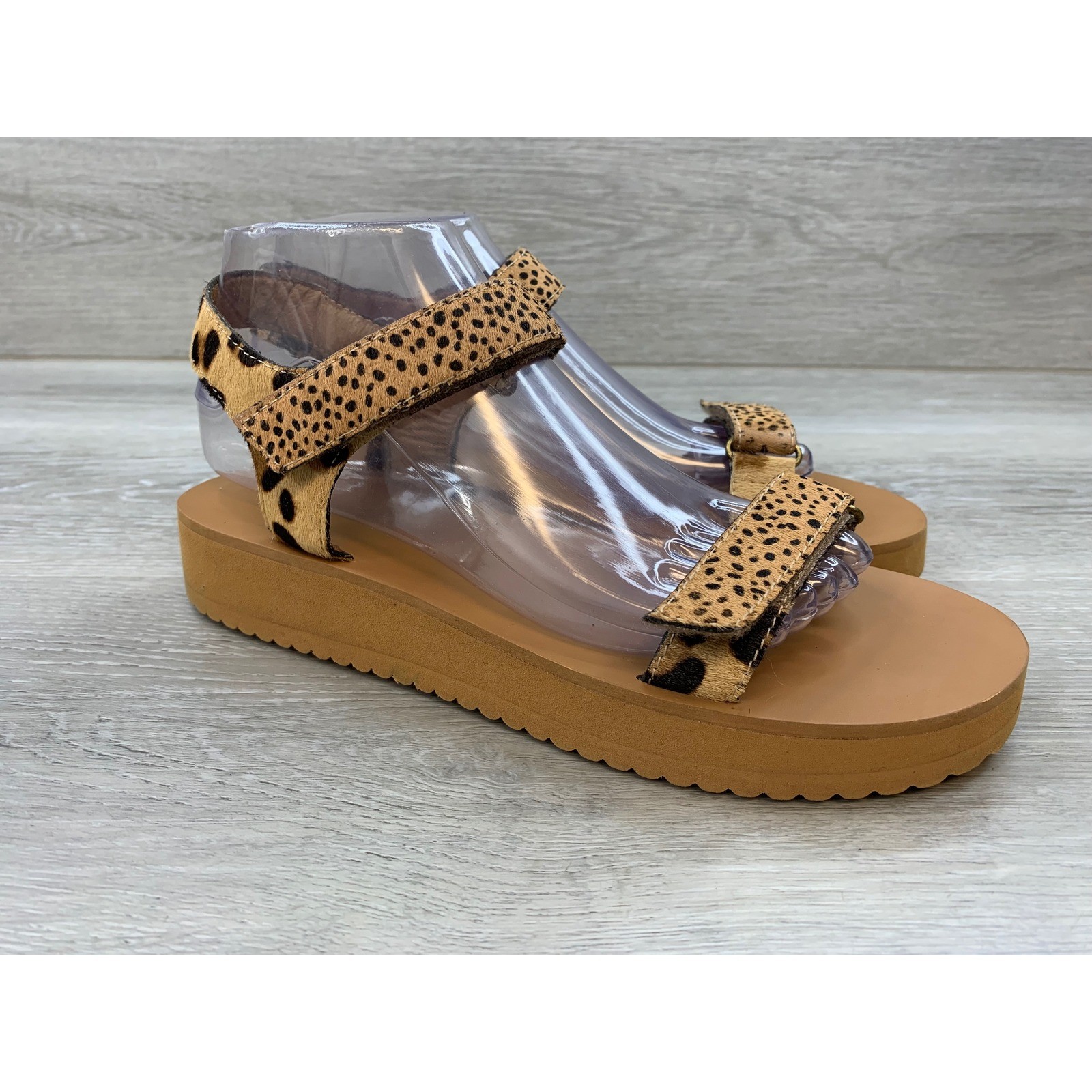Madewell Women’s Post Platform Sandals Leopard Calf Hair Animal Print 9 Shoes