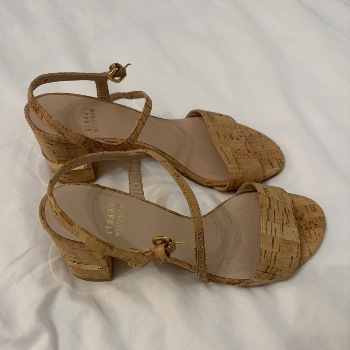 Stuart Weitzman Women’s Cork Heel Beige 6.5