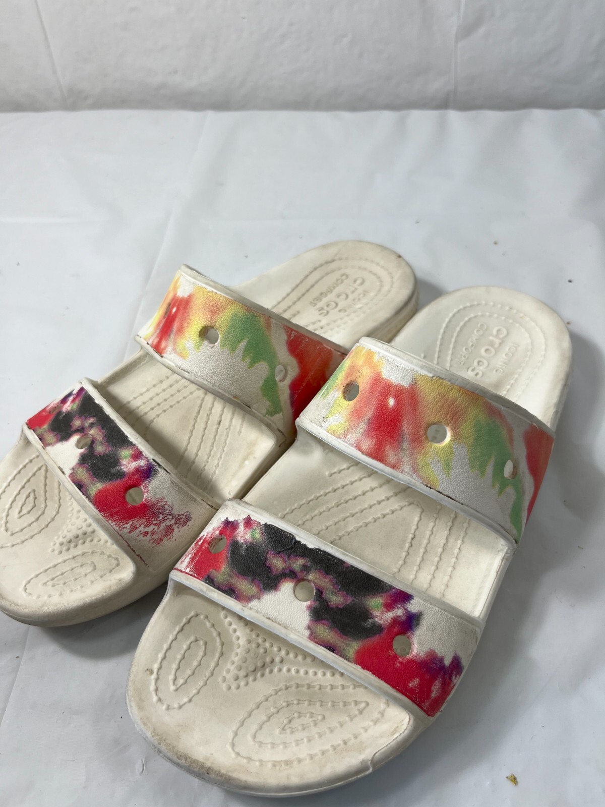 Classic Crocs Tie Dye Graphic Sandals Women’s 9 Men’s 7 Iconic Crocs Comfort
