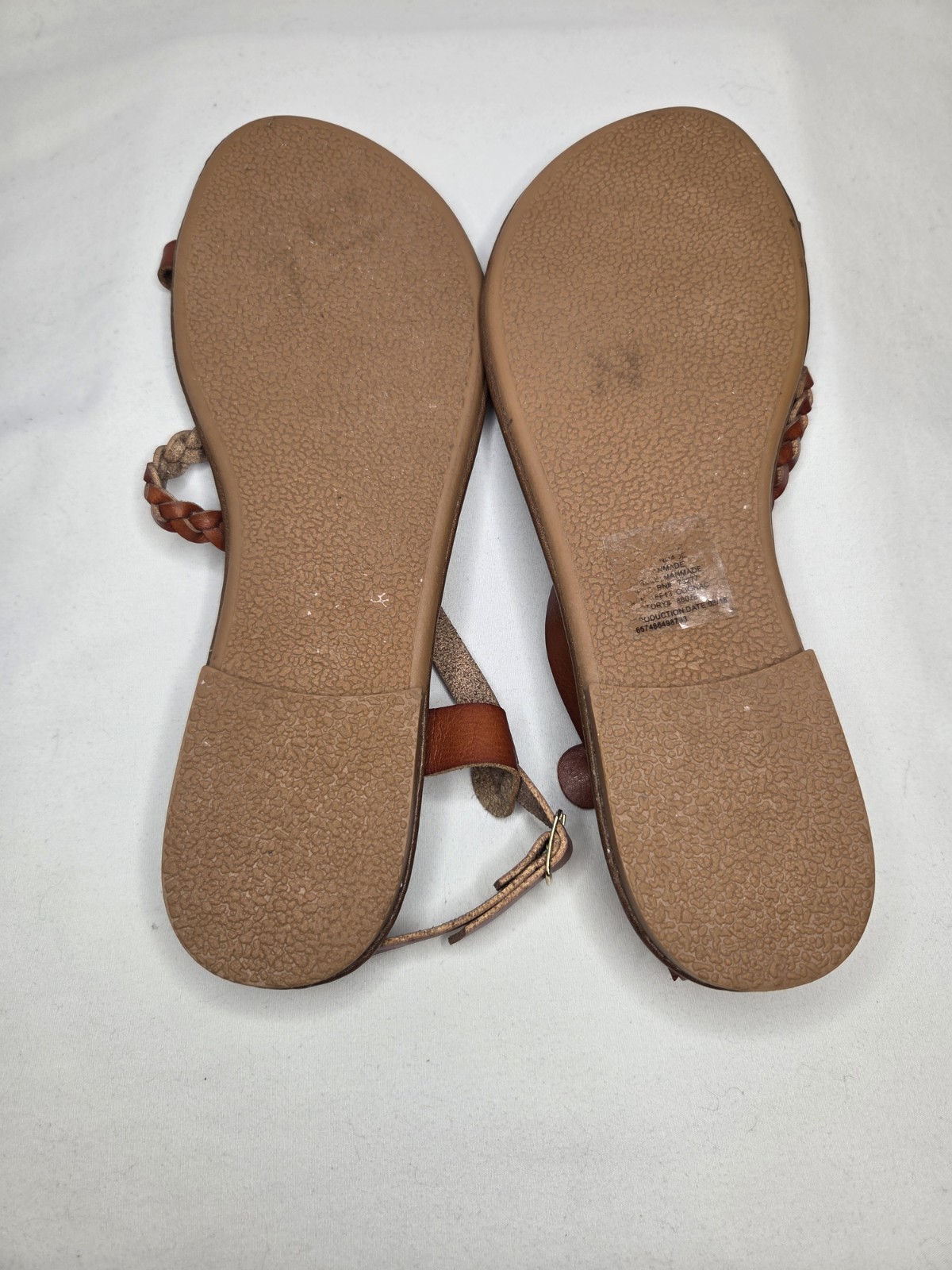 Sz9 Brown Sonoma Braided Leather Toe-Loop Sandals Boho Strappy Flat Summer Shoes