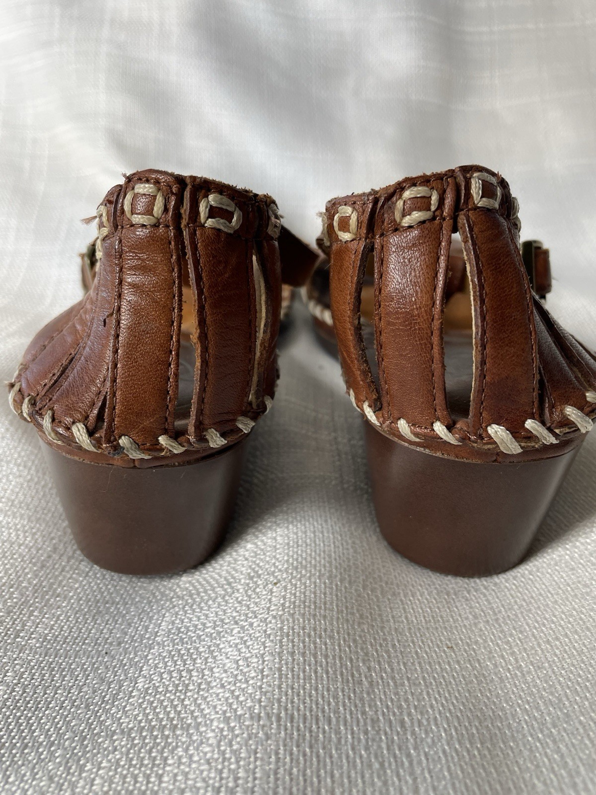 Ariat Shalimar Women’s Brown T Strap Sandals Leather Wedge Open Toe, Size 7.5