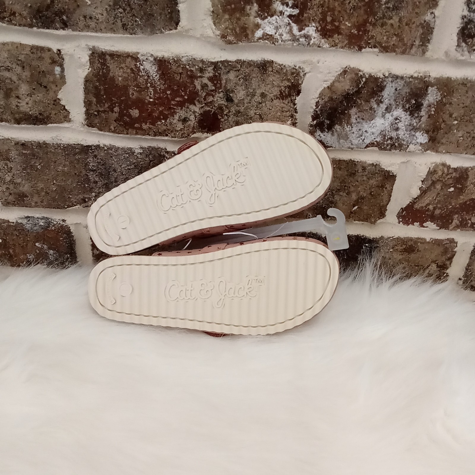 Cat & Jack Teens Pink Star Slide Sandals Slip On Faux Leather US 1
