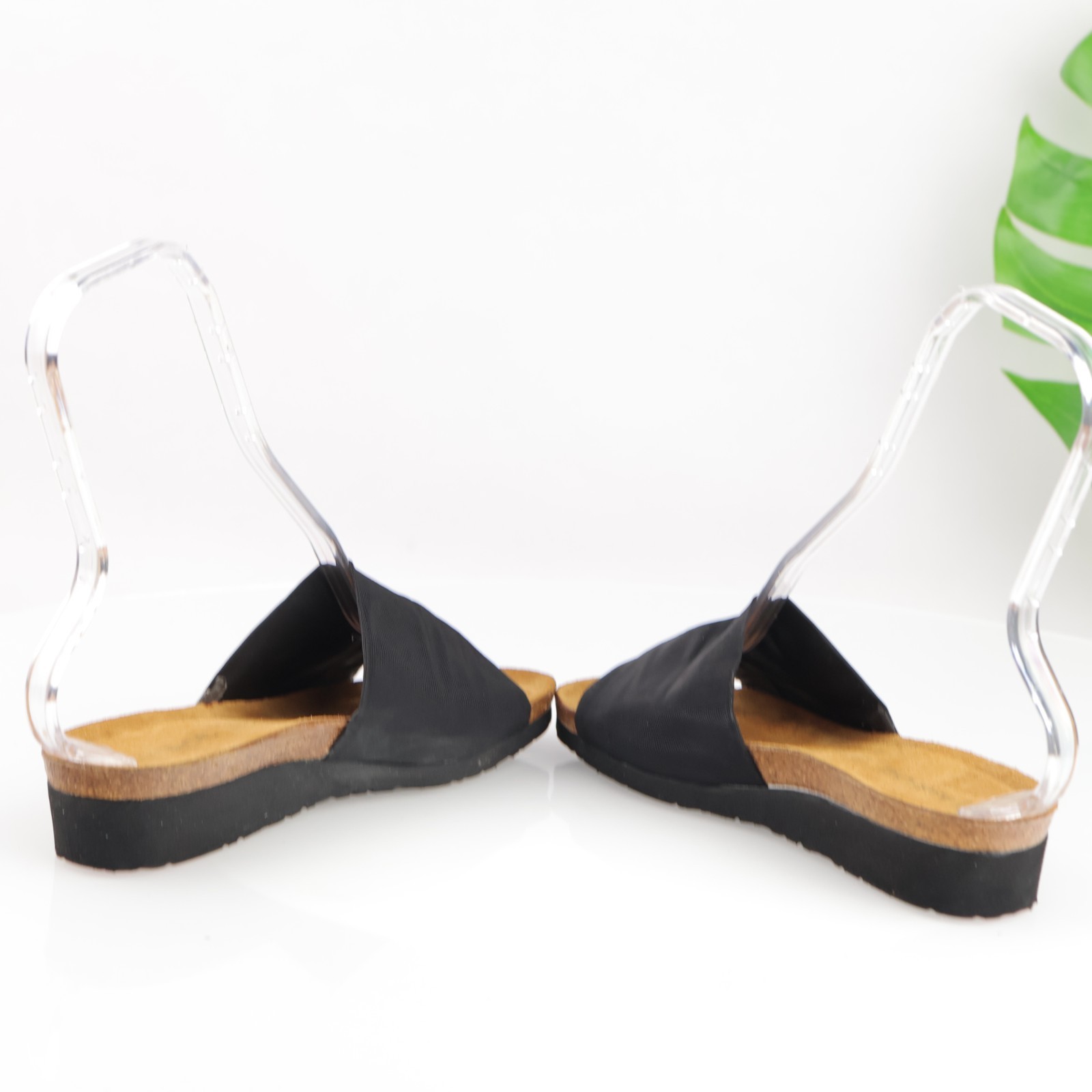 Naot Womens Alana Sandals Size 39 8 Black Slide Wedge Cork Footbed Comfort Shoes