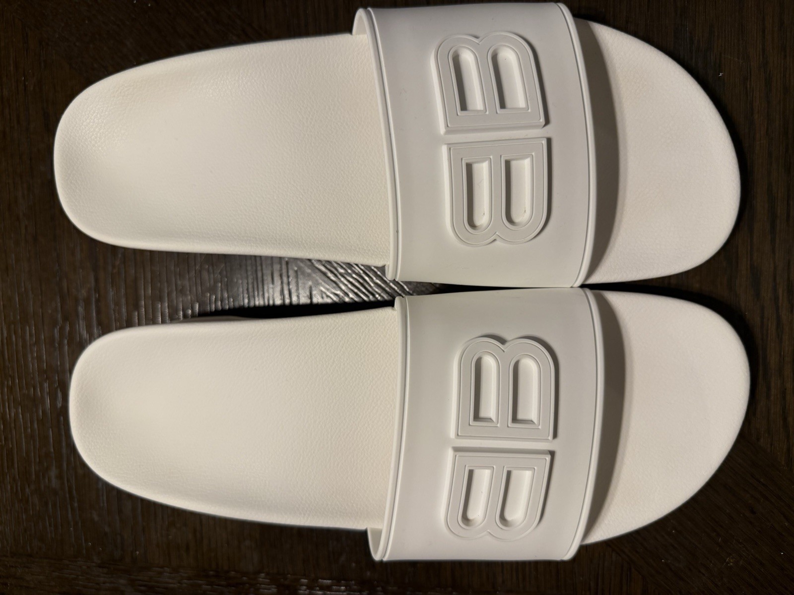 Balenciaga Women’s White Rubber Logo Wedge Slide Sandals EU 41 Slip On